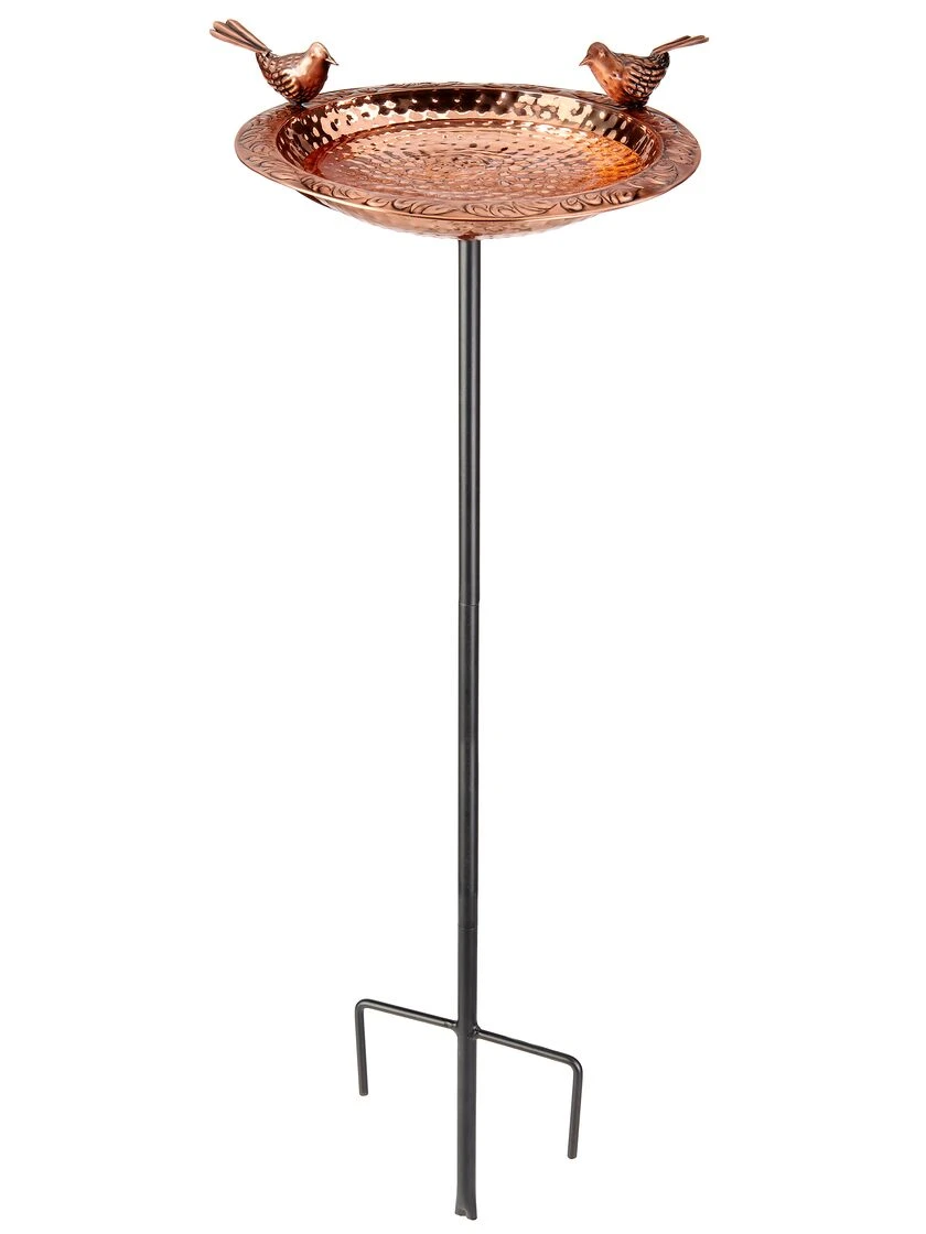 Pure Copper Bird Bath With Two Copper Birds And Multipronged Garden Pole 5 Pure Copper Bird Bath With Two Copper Birds And Multipronged Garden Pole - Image 5