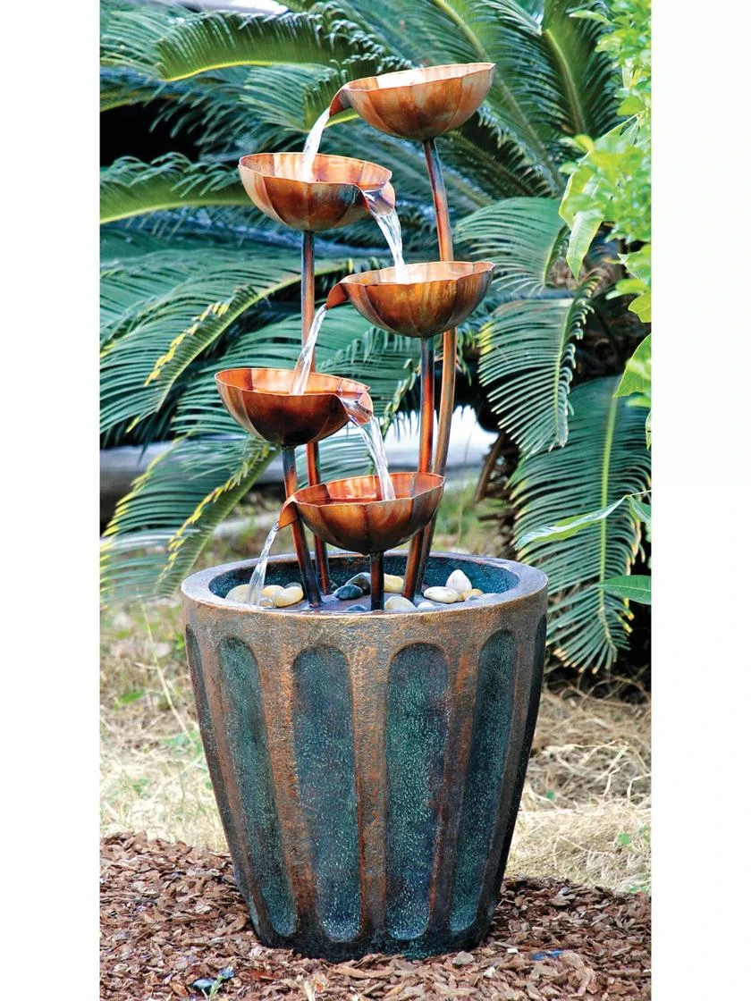 Copper Lotus Cascading Fountain 1 Copper Lotus Cascading Fountain