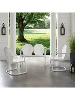 Crosley Griffith Loveseat & 2 Chairs Metal Outdoor Seating Set