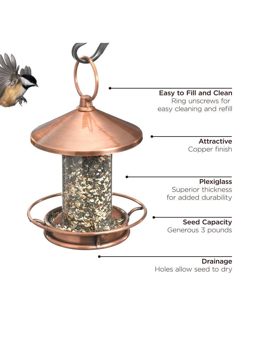 Classic Perch Bird Feeder With Copper Finish 2 Classic Perch Bird Feeder With Copper Finish - Image 2