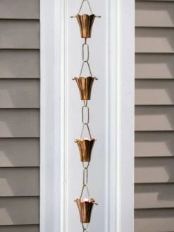 Fluted Flower Pure Copper Rain Chain, 8.5' 9 Fluted Flower Pure Copper Rain Chain, 8.5' -Garden Supplies Sales 2024 8600204 03v
