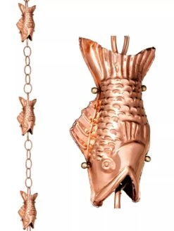 Fish Pure Copper Rain Chain, 8.5' -Garden Supplies Sales 2024 8600209 03V tif
