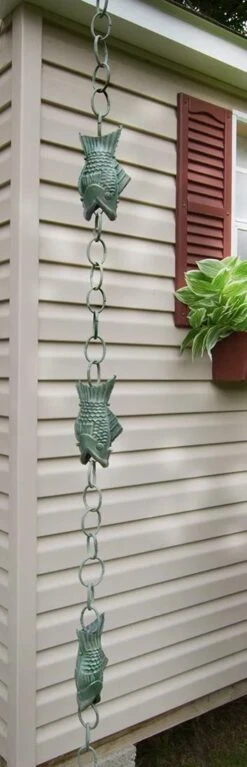 Fish Pure Copper Rain Chain, 8.5' -Garden Supplies Sales 2024 8600209 04V tif