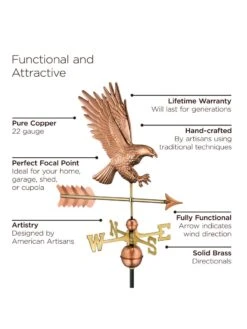 Bald Eagle Copper Weathervane -Garden Supplies Sales 2024 8600276 02v