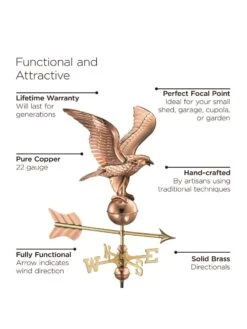 Eagle Garden Copper Weathervane With Pole -Garden Supplies Sales 2024 8600278 02v