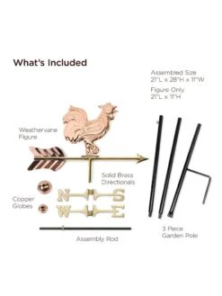Rooster Garden Copper Weathervane With Pole -Garden Supplies Sales 2024 8600344 01v