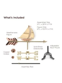 Sailboat Cottage Copper Weathervane With Roof Mount -Garden Supplies Sales 2024 8600347 01v
