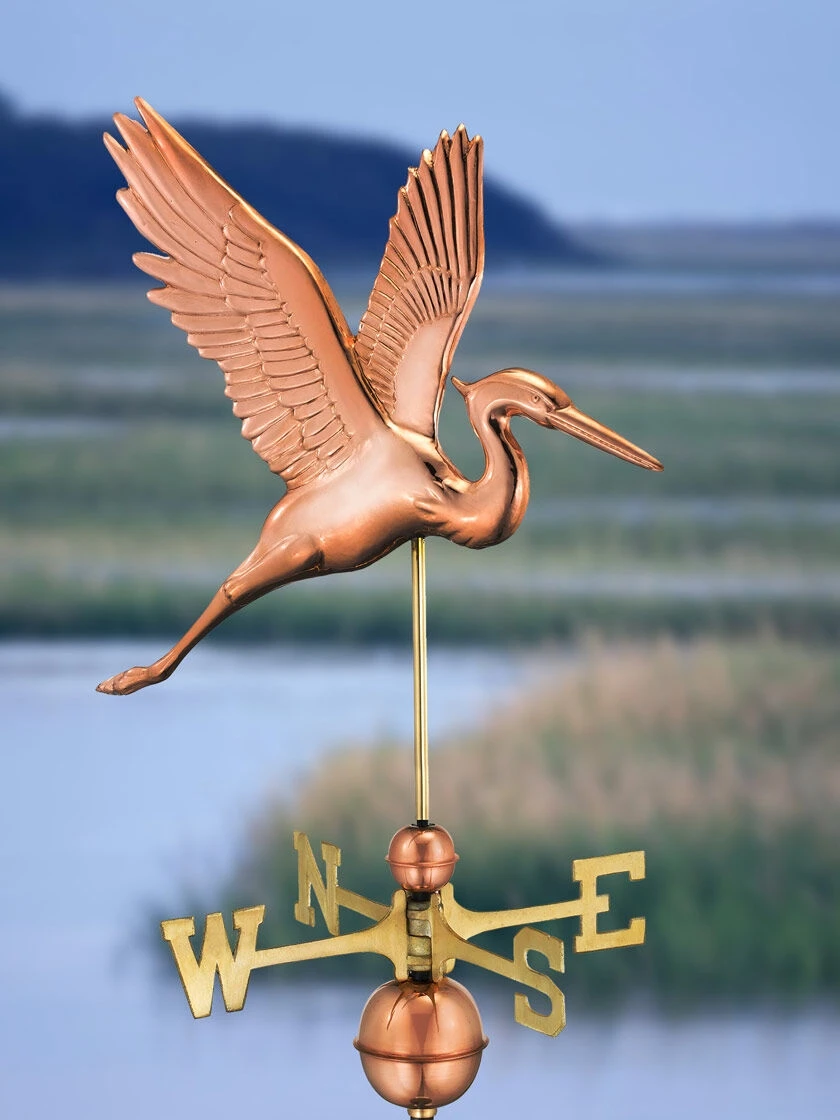 Graceful Blue Heron Copper Weathervane 1 Graceful Blue Heron Copper Weathervane