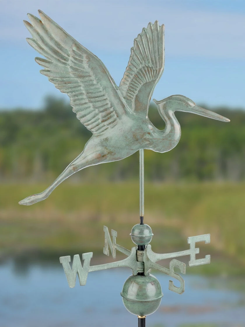 Graceful Blue Heron Copper Weathervane 6 Graceful Blue Heron Copper Weathervane - Image 6