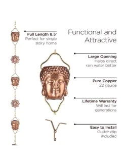 Buddha Copper Rain Chains, 8.5' 7 Buddha Copper Rain Chains, 8.5' -Garden Supplies Sales 2024 8610105 03v