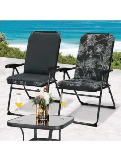 Outdoor Decor™ Seat Pad High Back Cushions, 20" X 45" -Garden Supplies Sales 2024 8611125 102v bkf outdoor seat pad high back cushions 20x45 black flowers