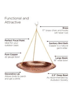 Copper Hanging Birdbath, 18" -Garden Supplies Sales 2024 8612268 04v