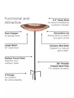 Copper Birdbath, 18" With Stake -Garden Supplies Sales 2024 8612271 04V