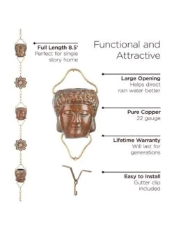 Buddha Copper Rain Chains, 8.5' 6 Buddha Copper Rain Chains, 8.5' -Garden Supplies Sales 2024 8612737 03v
