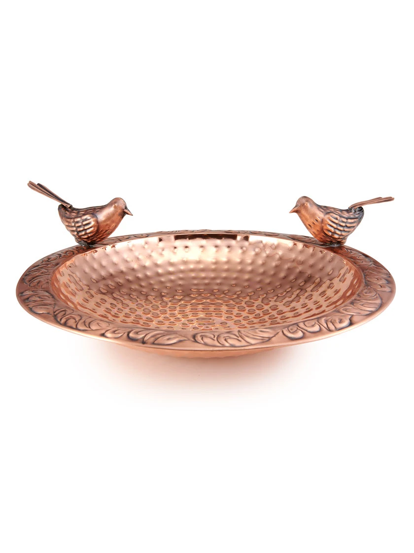 Pure Copper Bird Bath With Two Copper Birds And Multipronged Garden Pole 3 Pure Copper Bird Bath With Two Copper Birds And Multipronged Garden Pole - Image 3
