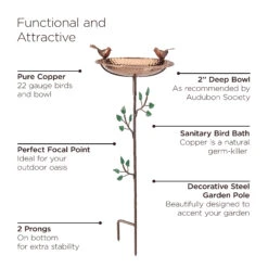 Pure Copper Bird Bath With Two Copper Birds And Tree Multipronged Garden Pole 13 Pure Copper Bird Bath With Two Copper Birds And Tree Multipronged Garden Pole -Garden Supplies Sales 2024 8613379 07v