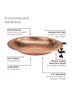 Pure Copper Bird Bath Deck Mount 15 Pure Copper Bird Bath Deck Mount -Garden Supplies Sales 2024 8613382 06v