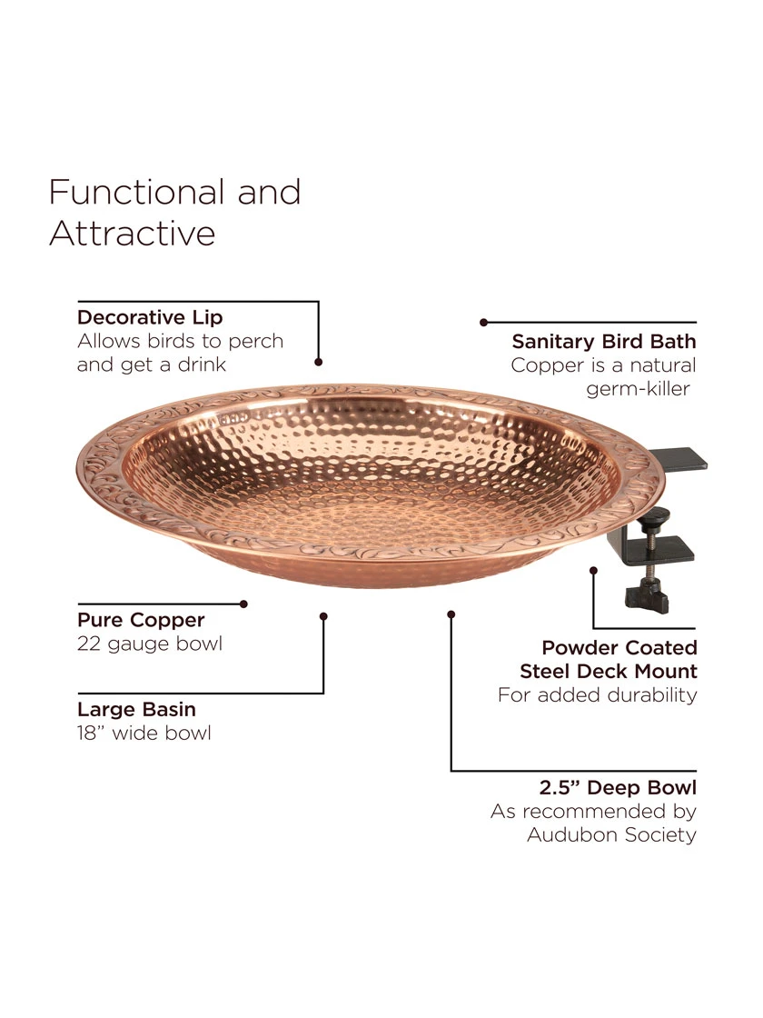Pure Copper Bird Bath Deck Mount 8 Pure Copper Bird Bath Deck Mount - Image 8
